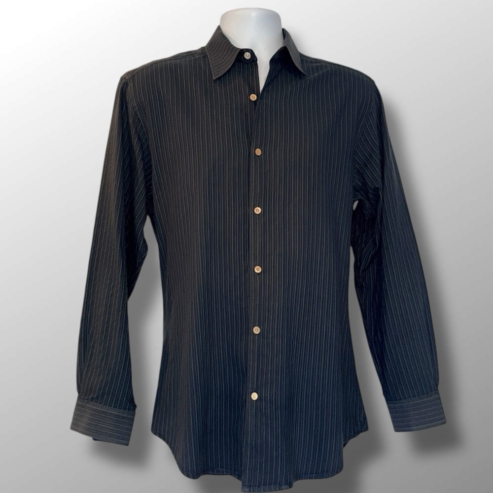 Tommy Bahama Gray Blue Stripe Button Down Shirt Men’s Small Classic Fit